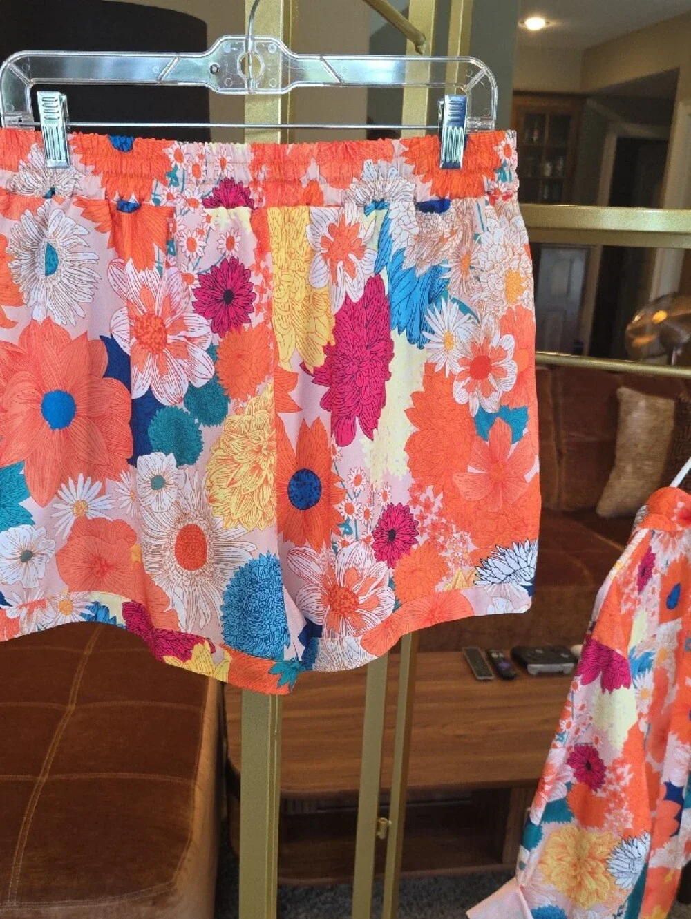 Matching Set VIbrant Floral Button-Up Shirt AND Short– Multicolor